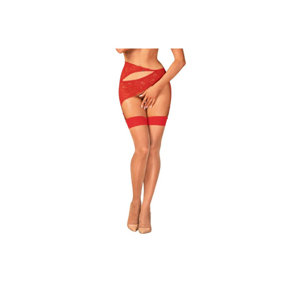 S814 Bas jarretelles rouge